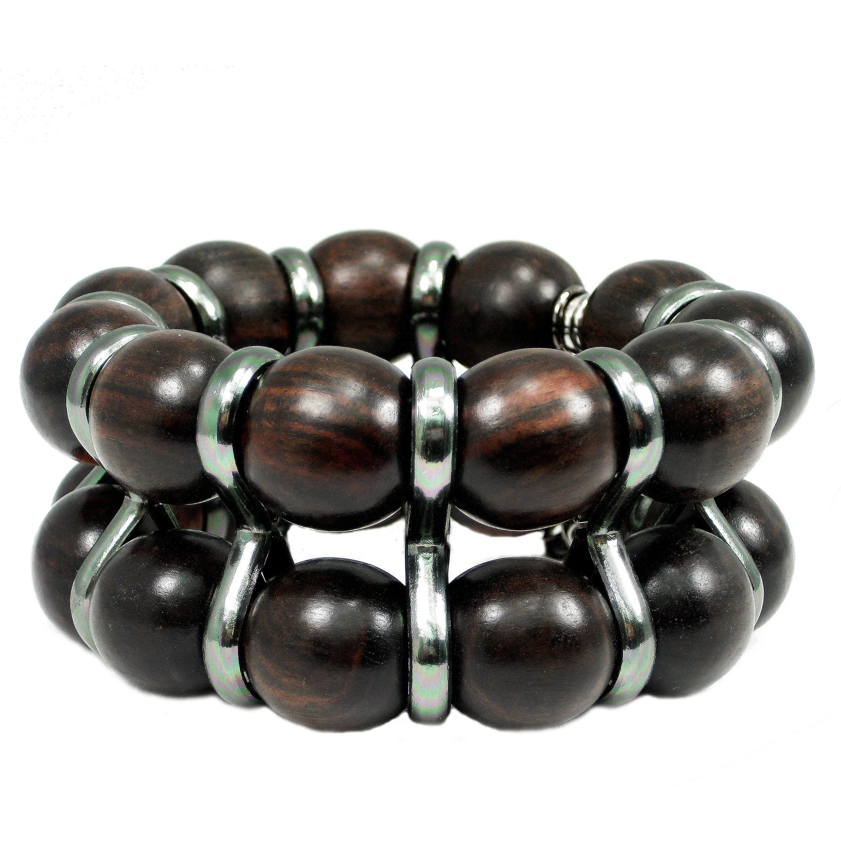 #137b Ebony Wood & Gunmetal Cuff Bracelet