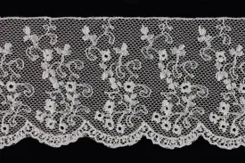 2" White Floral Netted Edging Lace (Made in England)