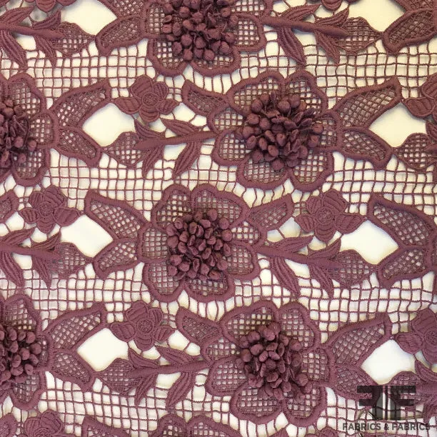 3D Floral Guipure Lace - Plum