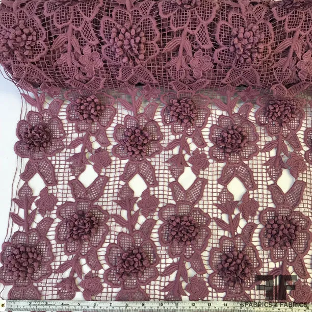 3D Floral Guipure Lace - Plum