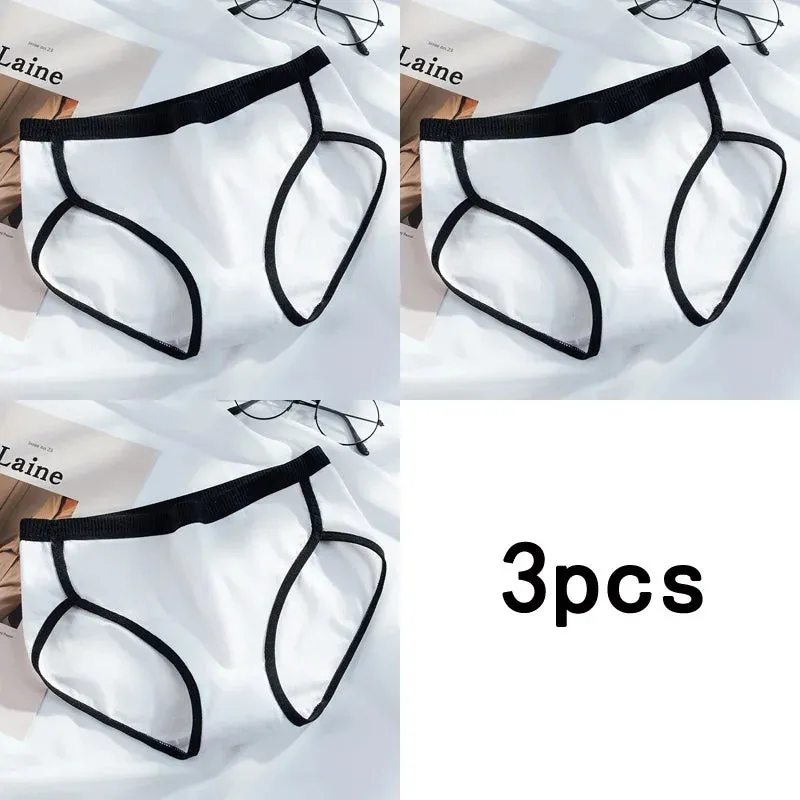 3PCS/Set Cotton Panties Women's Briefs Sexy Underpants Black White Female Linger Low Waist Underwear Women Pantys Lingerie S-L