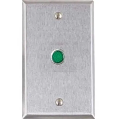 Alarm Controls RP-29L Remote Wall Plate with 1/2" Green LED, Single Gang, Stainless Steel