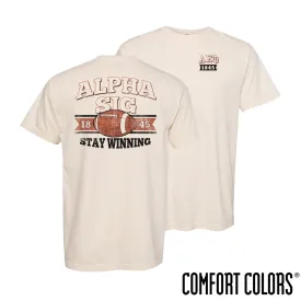 Alpha Sig Comfort Colors Stay Winning Football Short Sleeve Tee