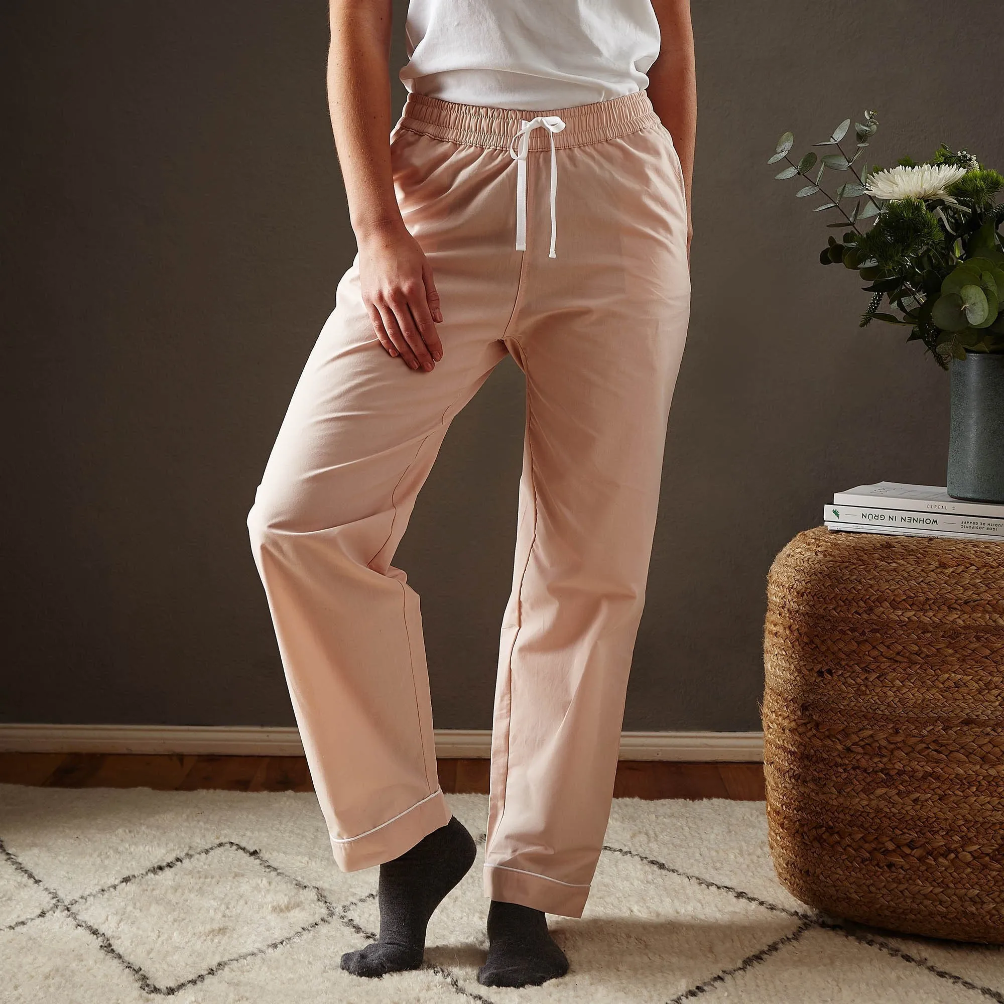 Alva Pyjama Bottoms [Light pink/White]