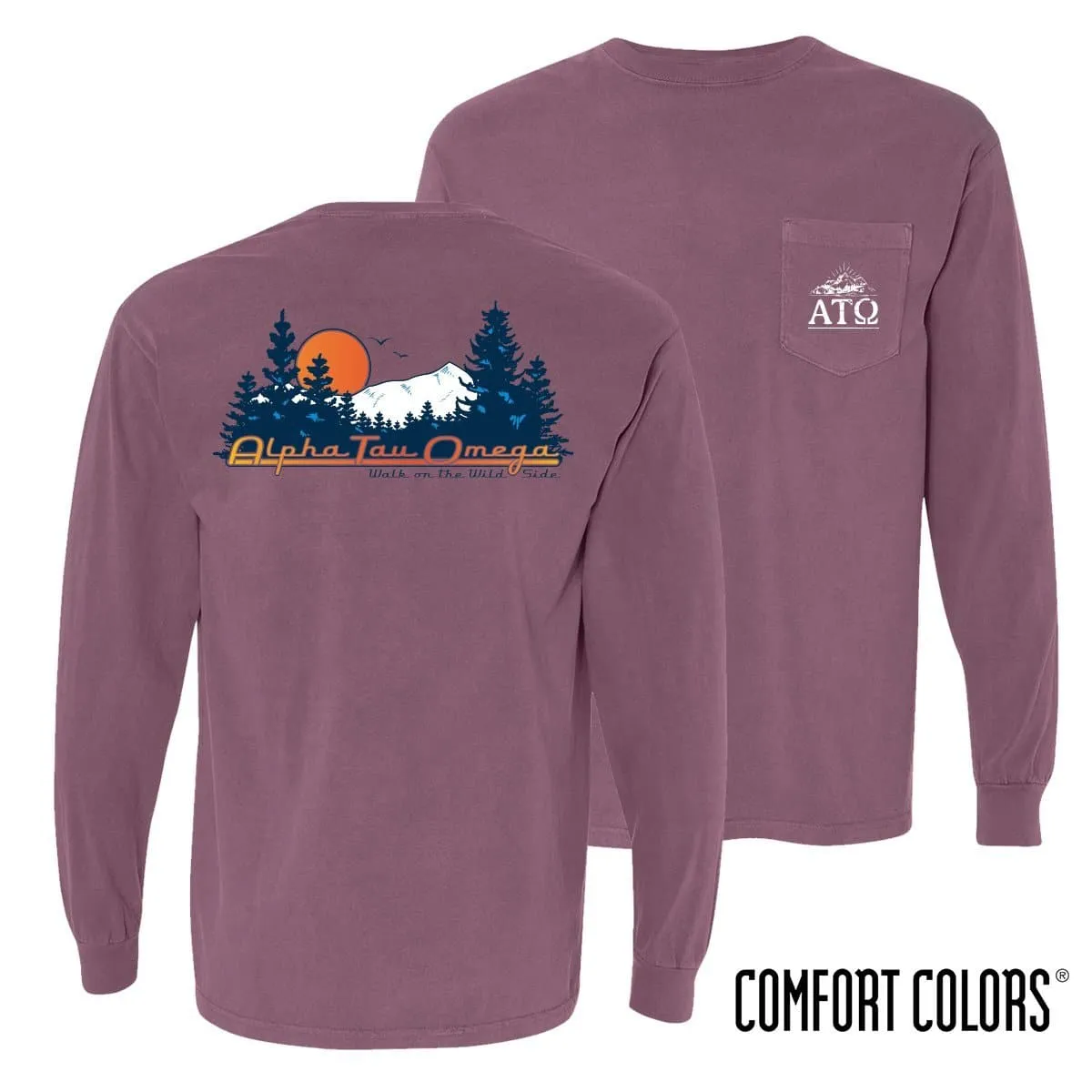 ATO Comfort Colors Berry Retro Wilderness Long Sleeve Pocket Tee