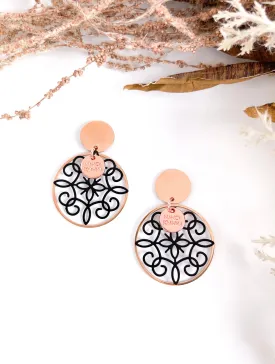 Black Scroll Lace Earrings