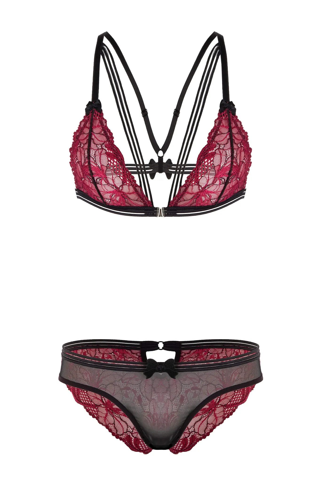 Bordeaux Lace Triangle Lingerie Set