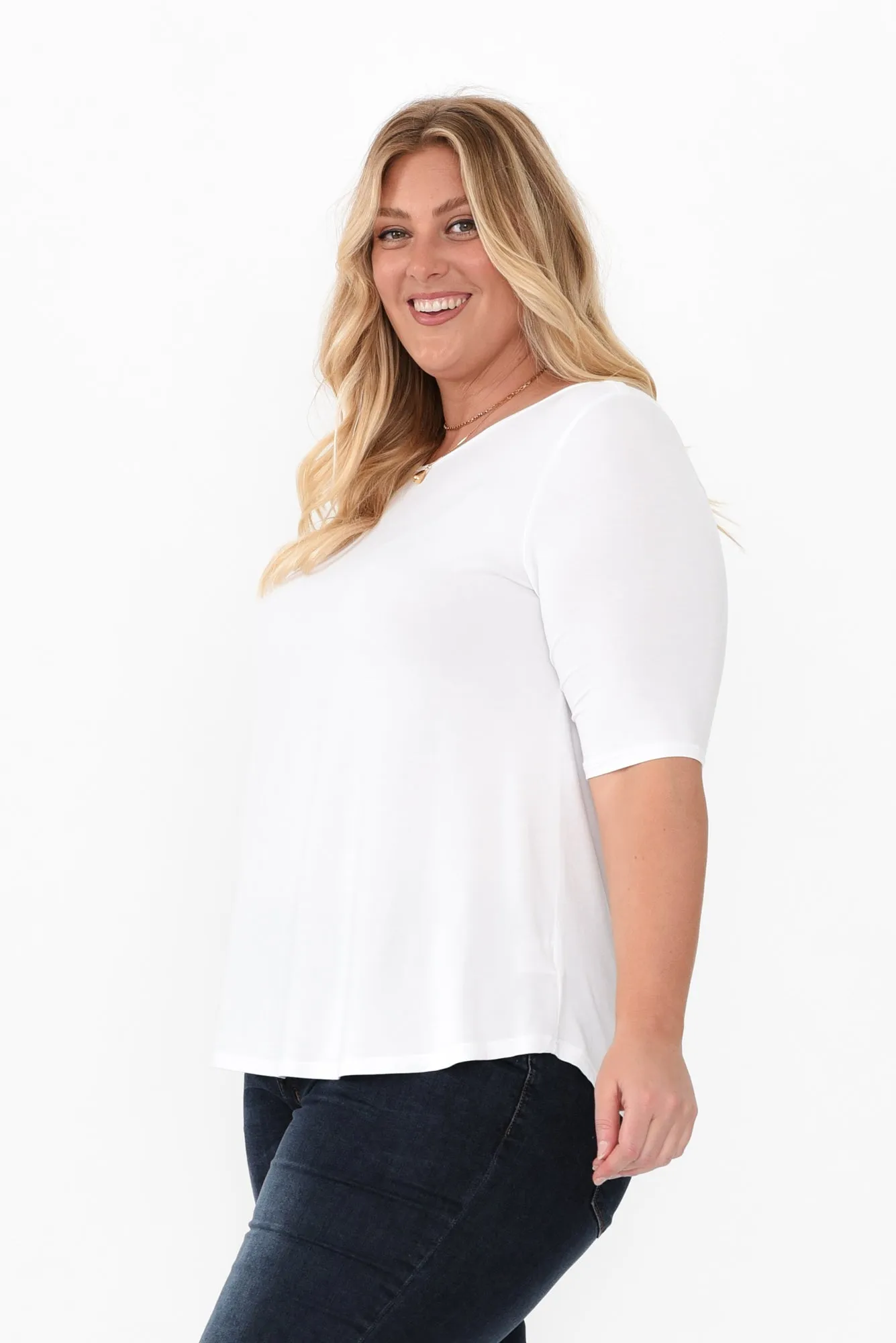 Buttery White Half Sleeve Tee