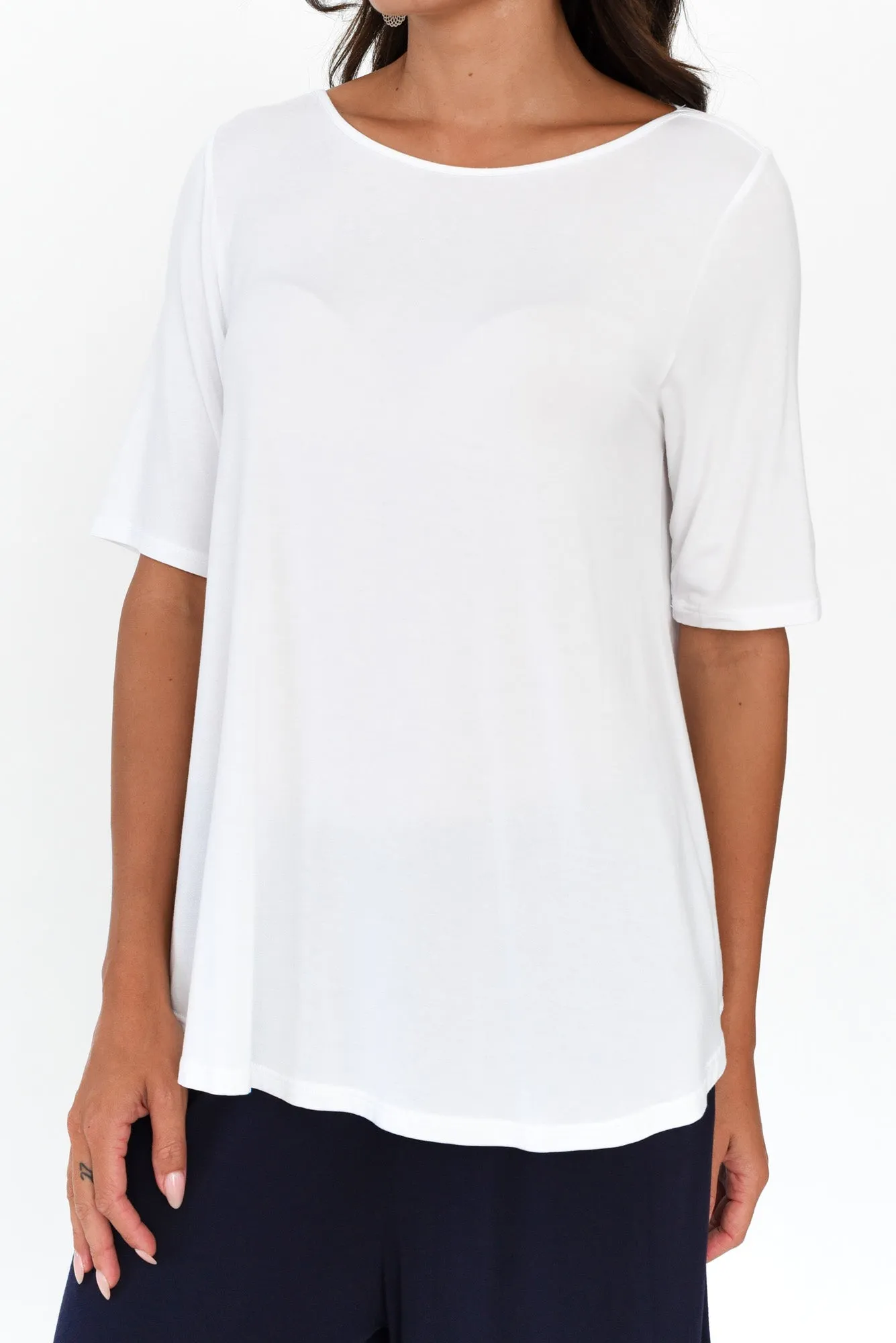 Buttery White Half Sleeve Tee