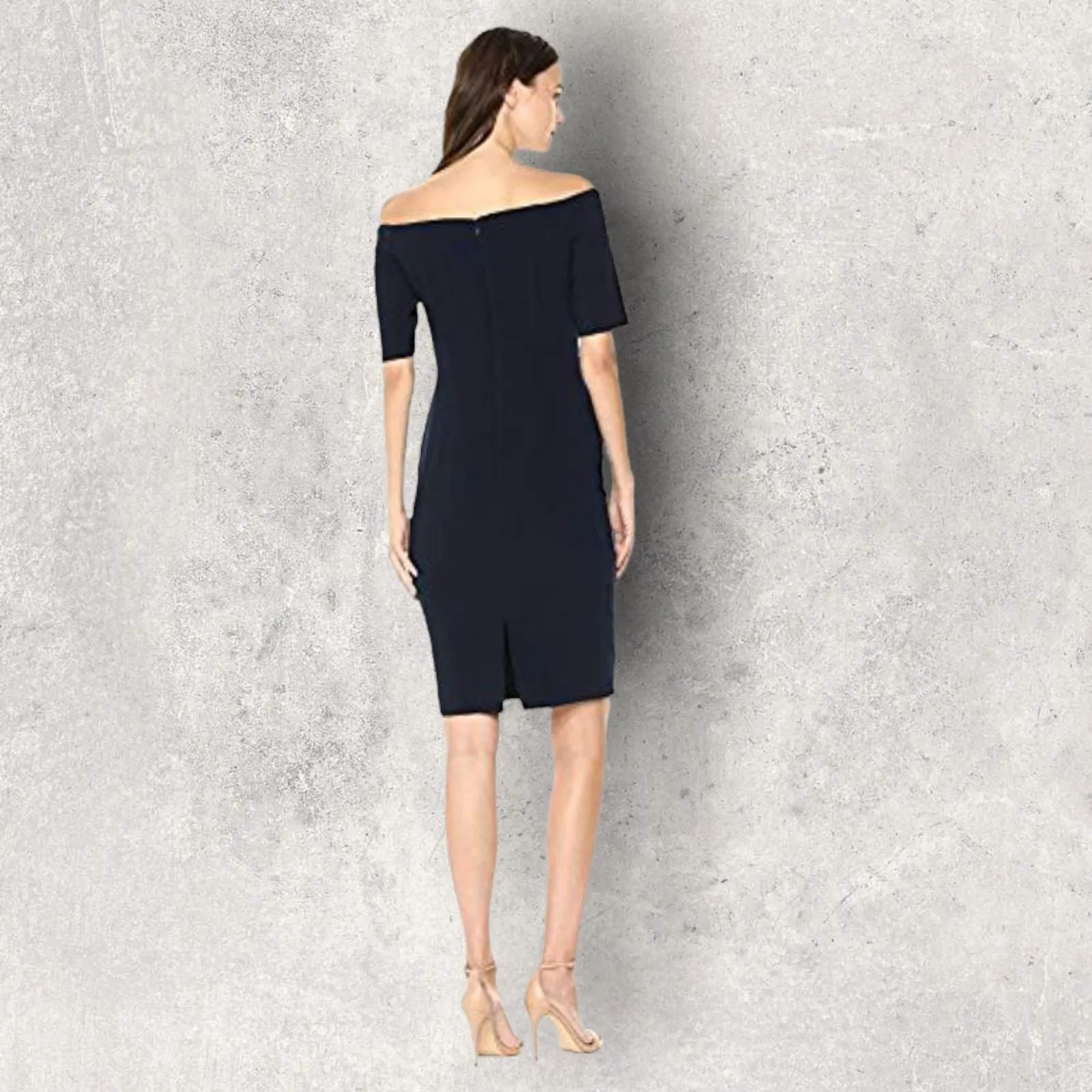 Calvin Klein Navy Off The Shoulder Sheath Dress UK 12 US 8 EU 40