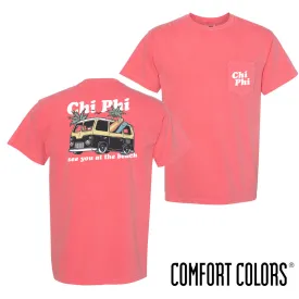 Chi Phi Comfort Colors Groovy Beach Short Sleeve Pocket Tee