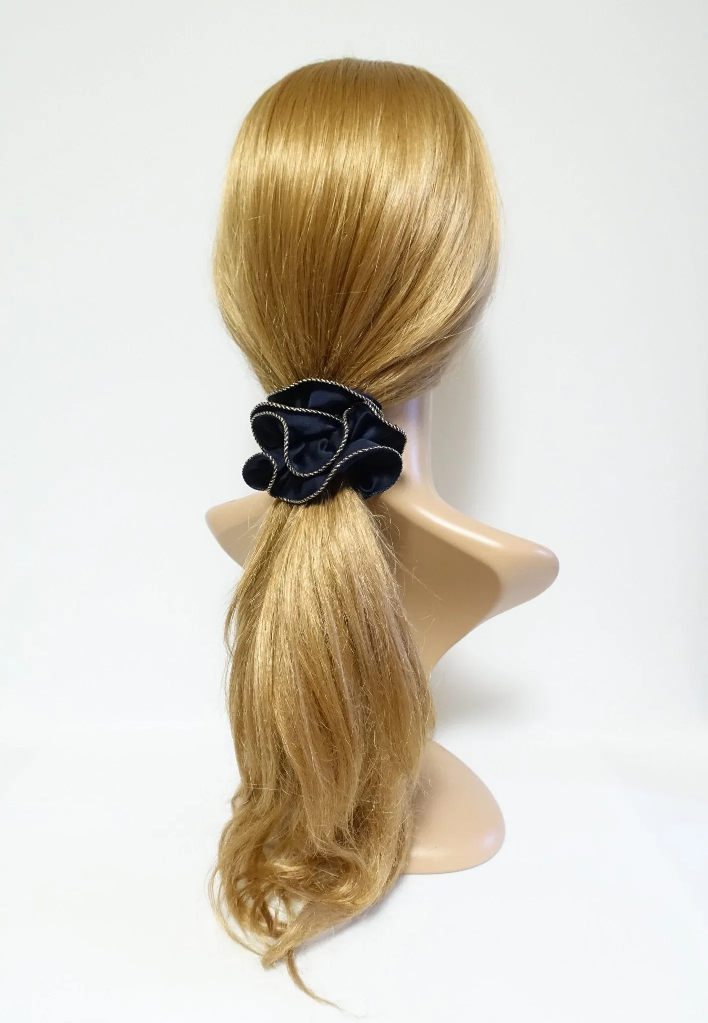 dazzling golden thread trim satin scrunchies women unique hair elastic scrunchy