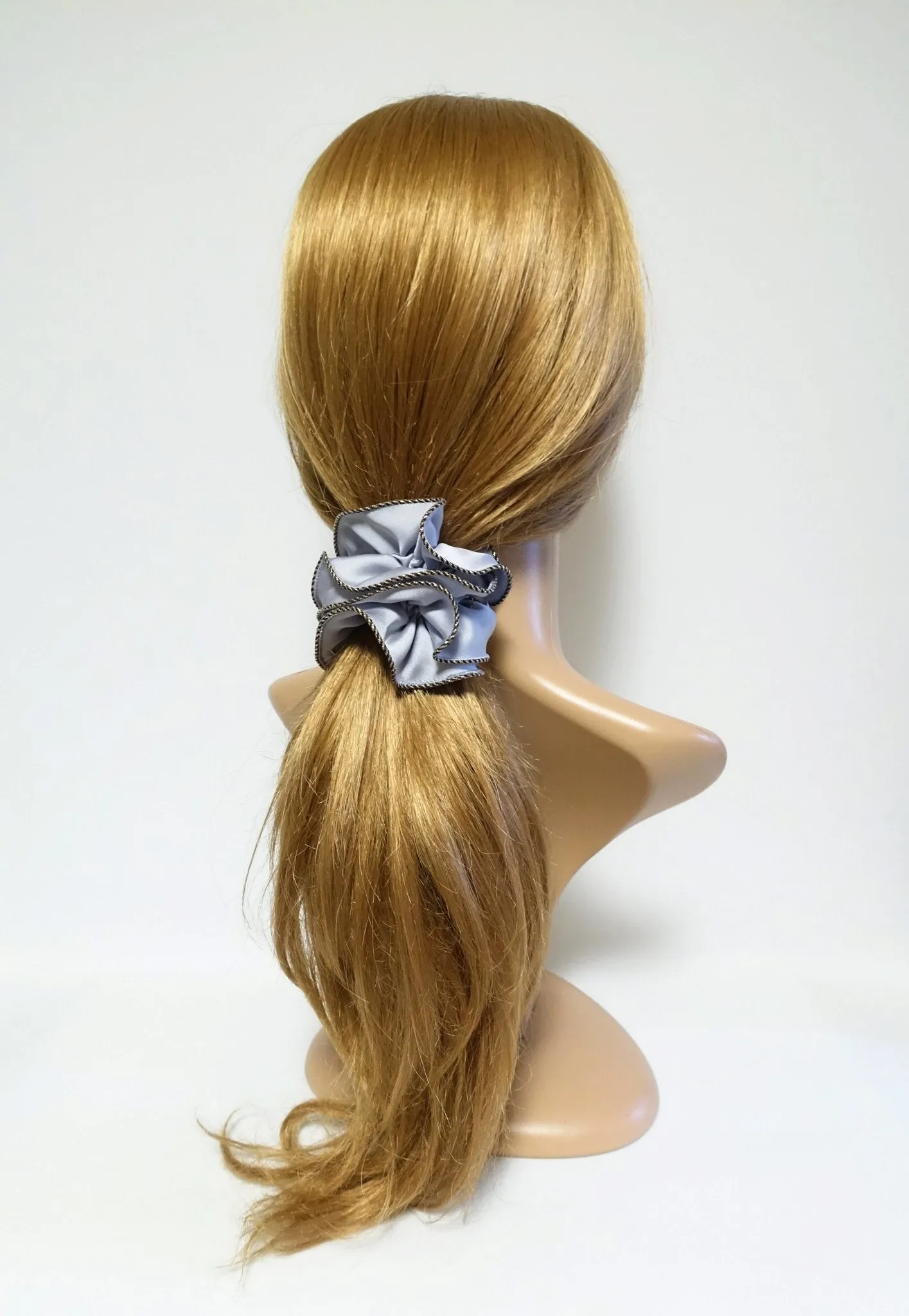 dazzling golden thread trim satin scrunchies women unique hair elastic scrunchy