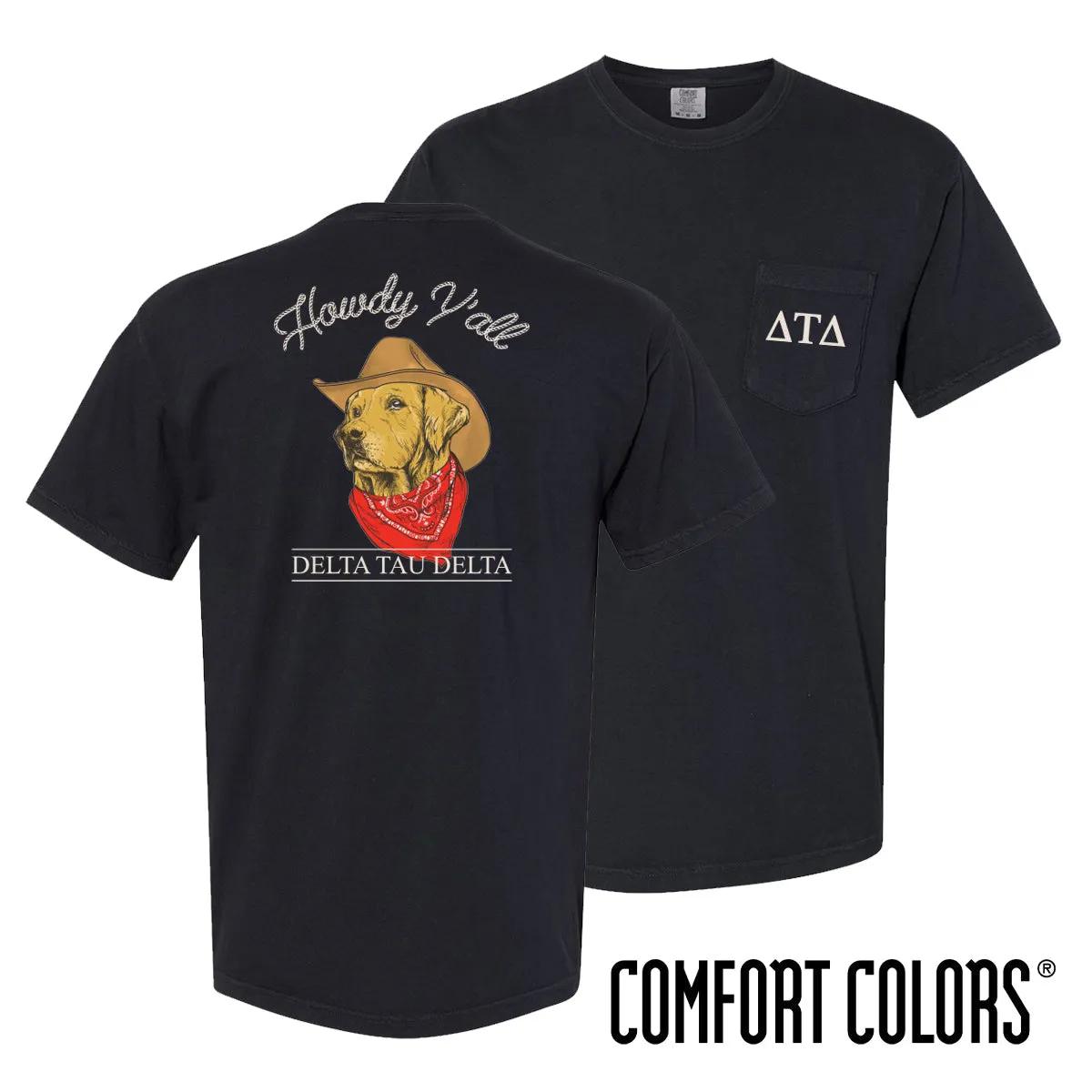 Delt Comfort Colors Cowboy Retriever Black Short Sleeve Pocket Tee