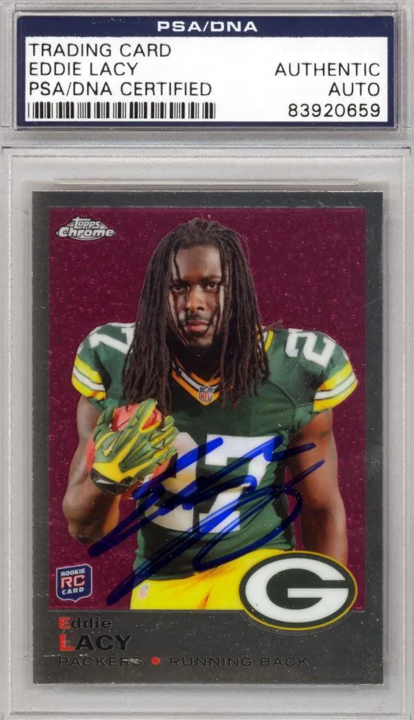 Eddie Lacy Autographed 2013 Topps Chrome Rookie Card #4 Green Bay Packers PSA/DNA #83920659