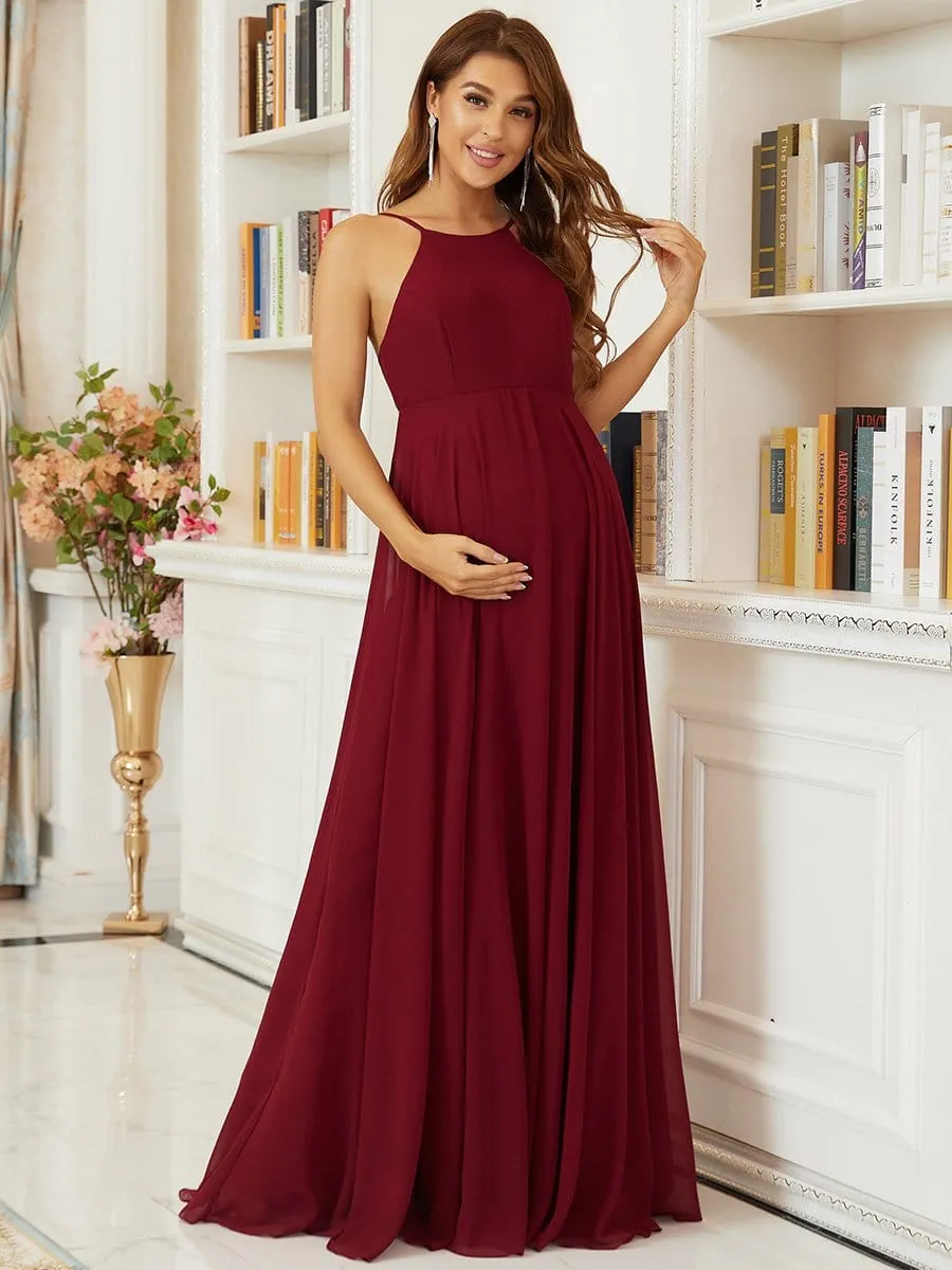 Elegant Halter Top Tulle A-Line Maternity Dress