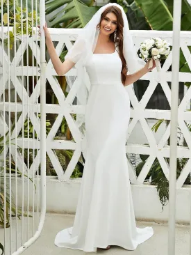 Elegant Sleeveless Bodycon Sheath Simple Wedding Dress