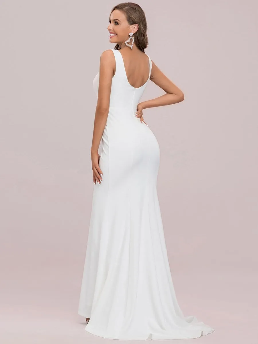 Elegant Sleeveless Bodycon Sheath Simple Wedding Dress