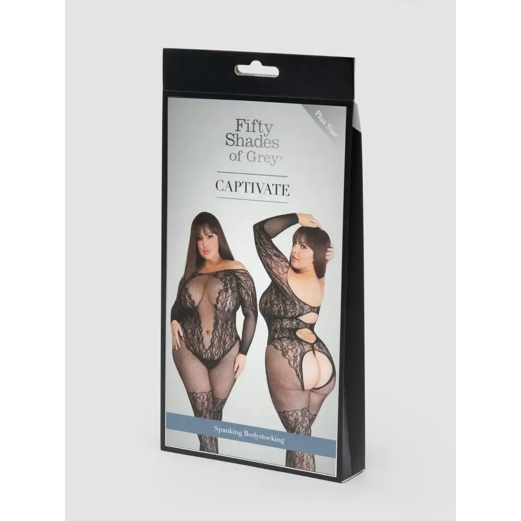 Fifty Shades Captivate Plus Size Black Lace Spanking Bodystocking O/s