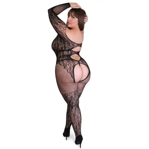 Fifty Shades Captivate Plus Size Black Lace Spanking Bodystocking O/s