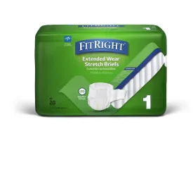 FitRight Extended Wear Stretch Briefs, Size 1 (bag of 20)