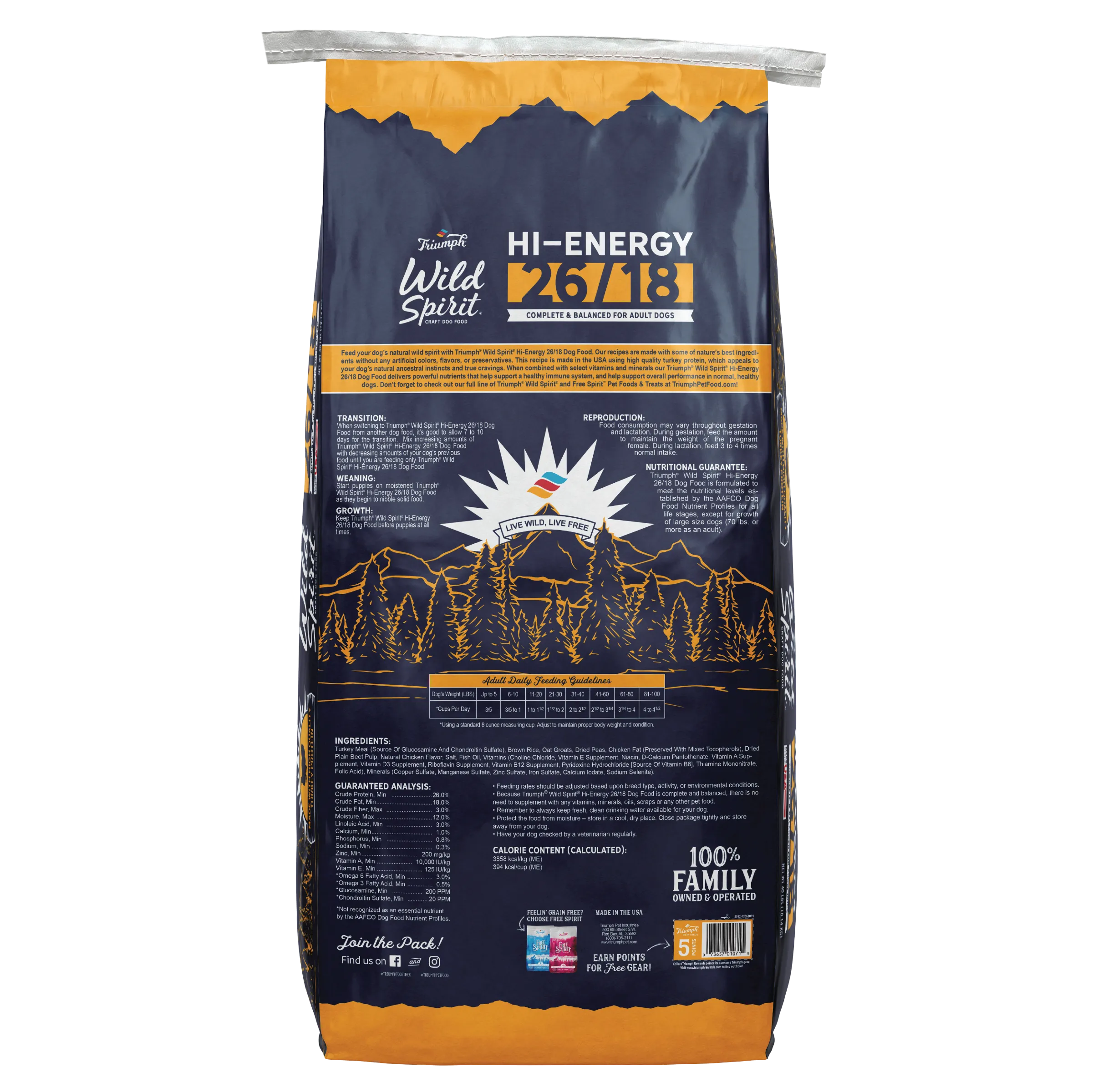 Hi-Energy 26/18 Dry Dog Food | 40 LB | Triumph