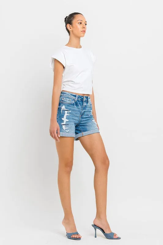 High Rise Double Cuff Shorts