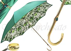 il Marchesato Handmade Ladies Flowered Umbrella in Green Color