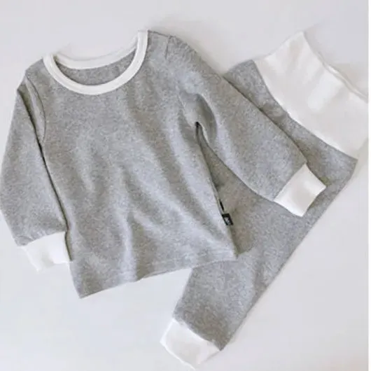 Kids Autumn Cotton Thermal Underwear Tops Pants 2-Piece Set Boys Sleepwear Girls Pajama Suit Winter Clothes 6M 9M 1 2 3 4 5 6T