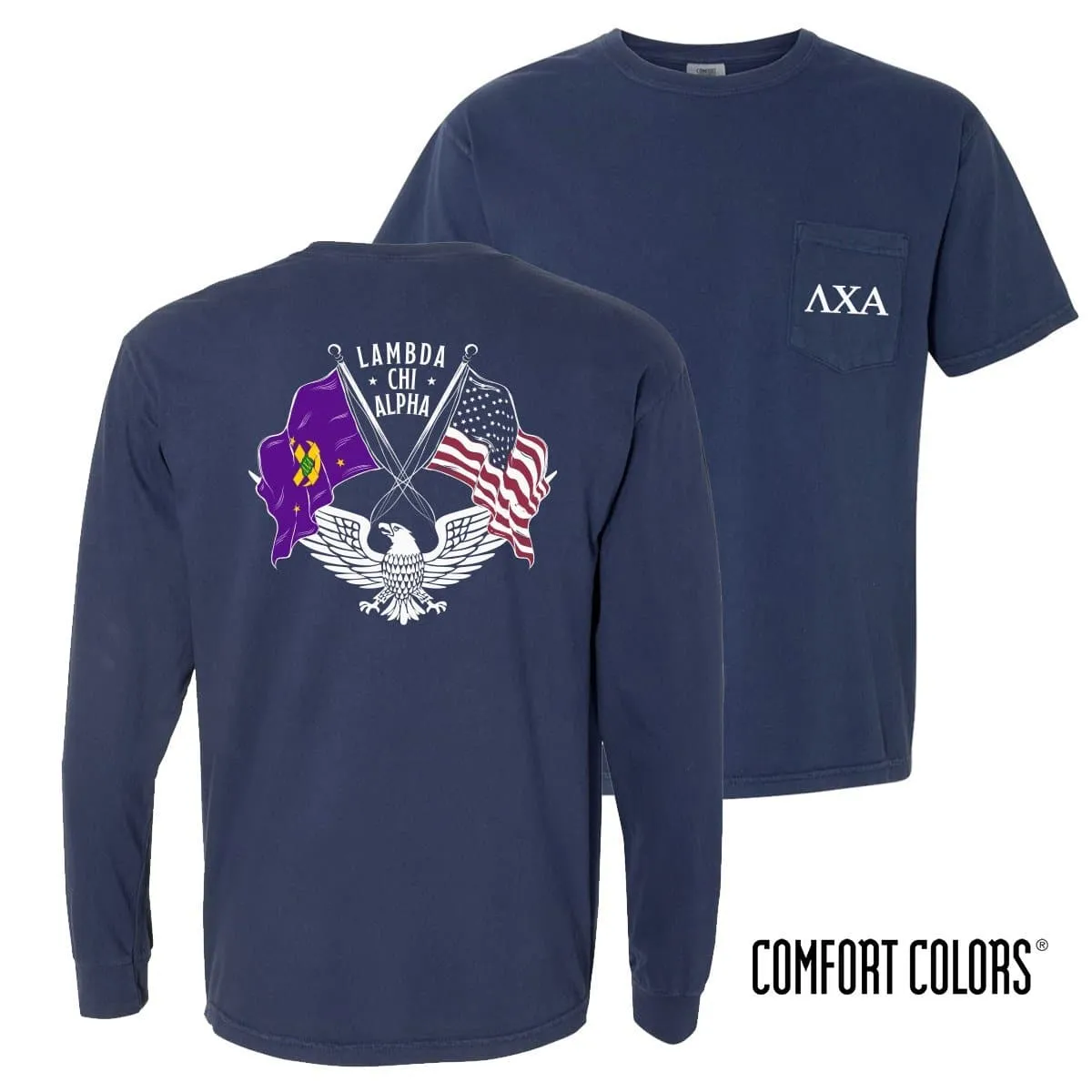 Lambda Chi Comfort Colors Navy Patriot tee