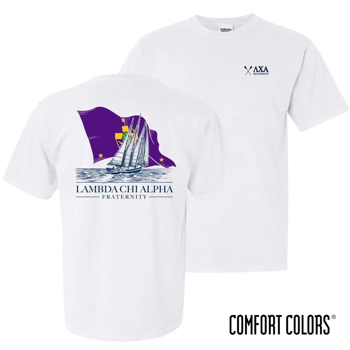 Lambda Chi Comfort Colors White Seafarer Short Sleeve Tee