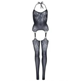 Leg Avenue Seamless Jacquard Lace Suspender Bodystocking Black