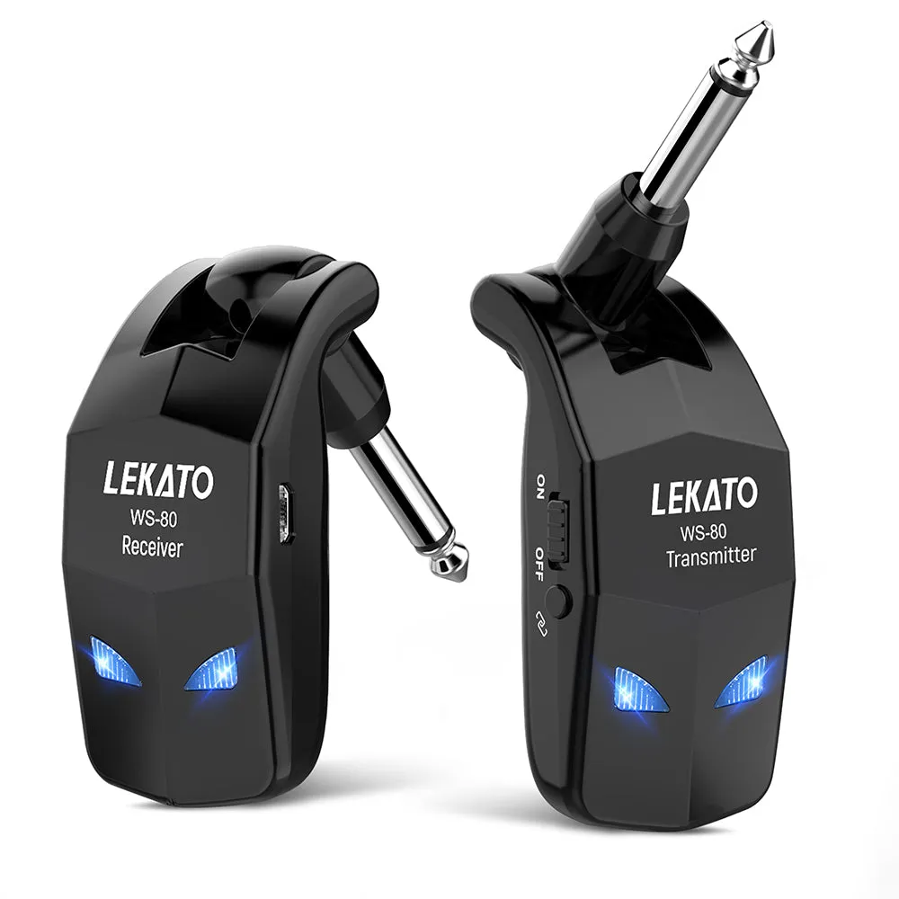 LEKATO WS-80 2.4G Wireless Guitar System Transmitter Receiver