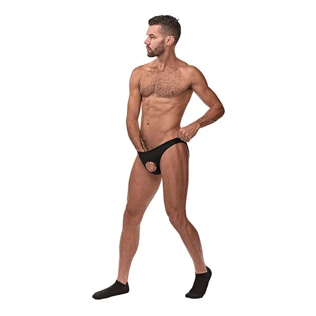 Male Power - Nylon Spandex Pouchless Brief Underwear O/S (Black)