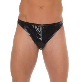 Mens Wet Look Black Shiny G-string