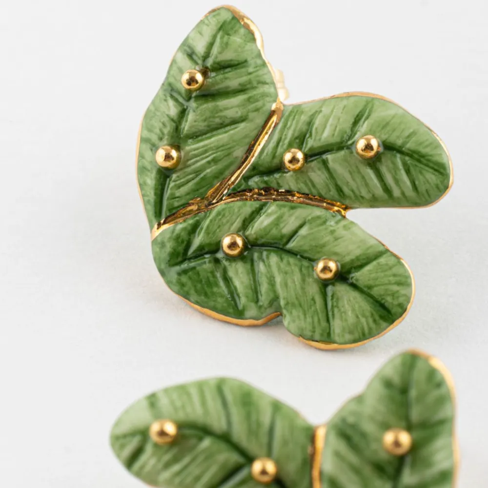 Nach Banana Tree Leaves Studs Earrings