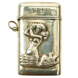 Original British Victorian Sterling Silver "Mermaid" Match Safe Named to Commander Green of the Vessel "Syren" - 1867 Hallmarked