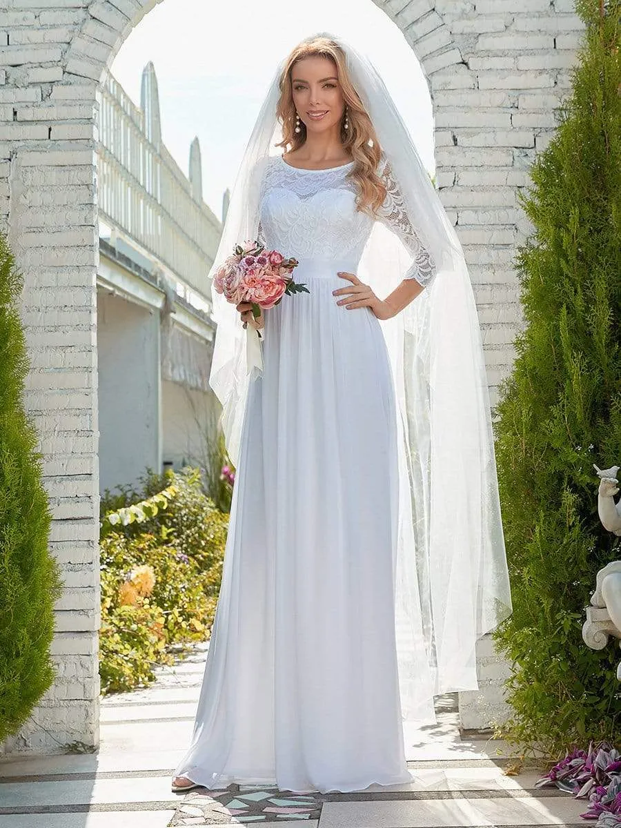 Outdoor Casual Lace & Chiffon Wedding Dress for Eloping