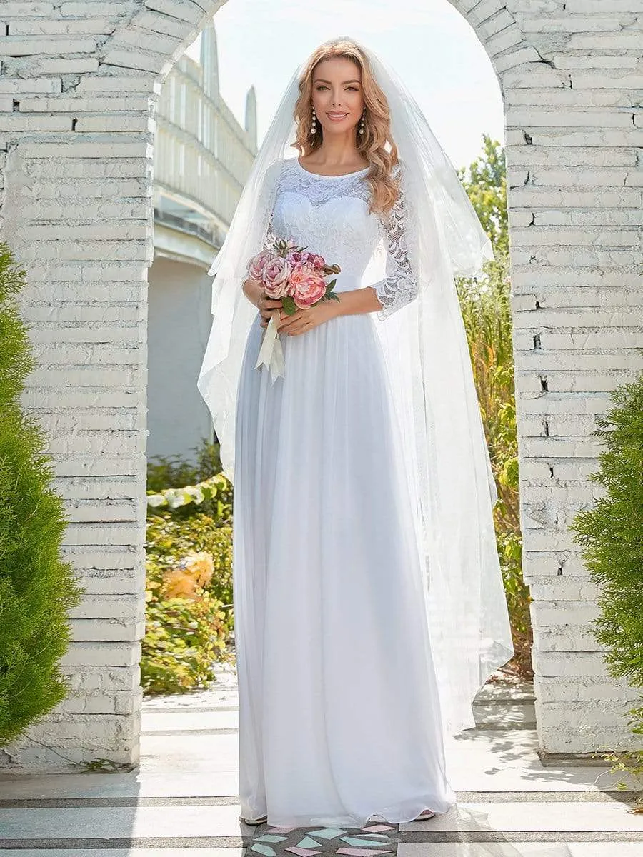 Outdoor Casual Lace & Chiffon Wedding Dress for Eloping