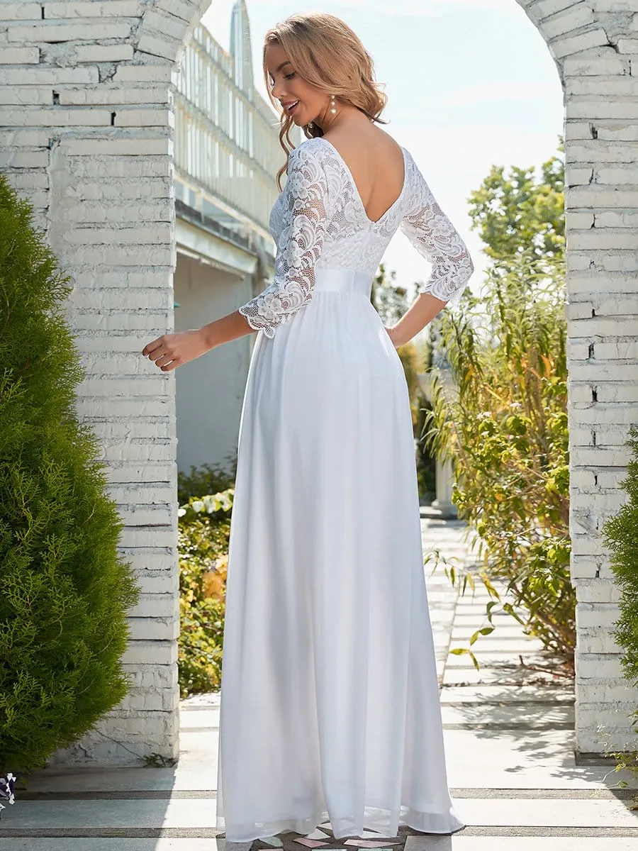 Outdoor Casual Lace & Chiffon Wedding Dress for Eloping