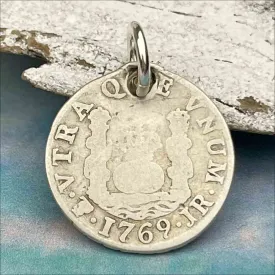 Pirate Chic Silver 1 Reale Spanish Pillar Dollar Dated 1769 - the Legendary "Piece of Eight" Pendant | Artifact #8848