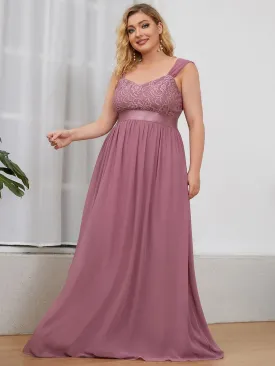 Plus Size Sleeveless Lace Sweetheart Maxi Bridesmaid Dress