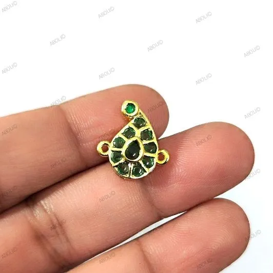 Real AD stone Green paisley connector link kundan stone 1 piece IAKK17