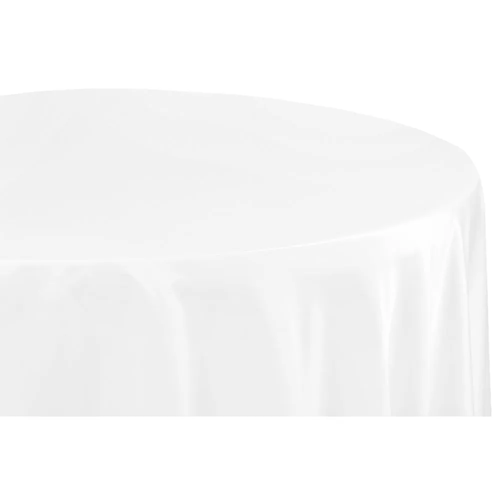 Round 108" Lamour Satin Tablecloth - White