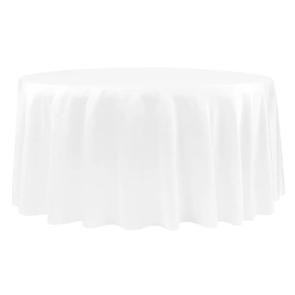 Round 108" Lamour Satin Tablecloth - White