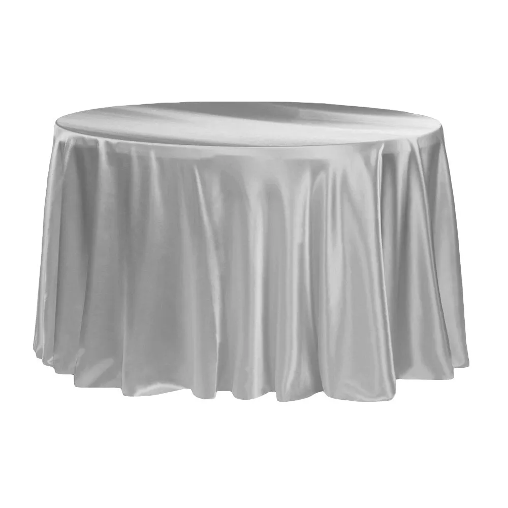 Satin 132" Round Tablecloth - Silver