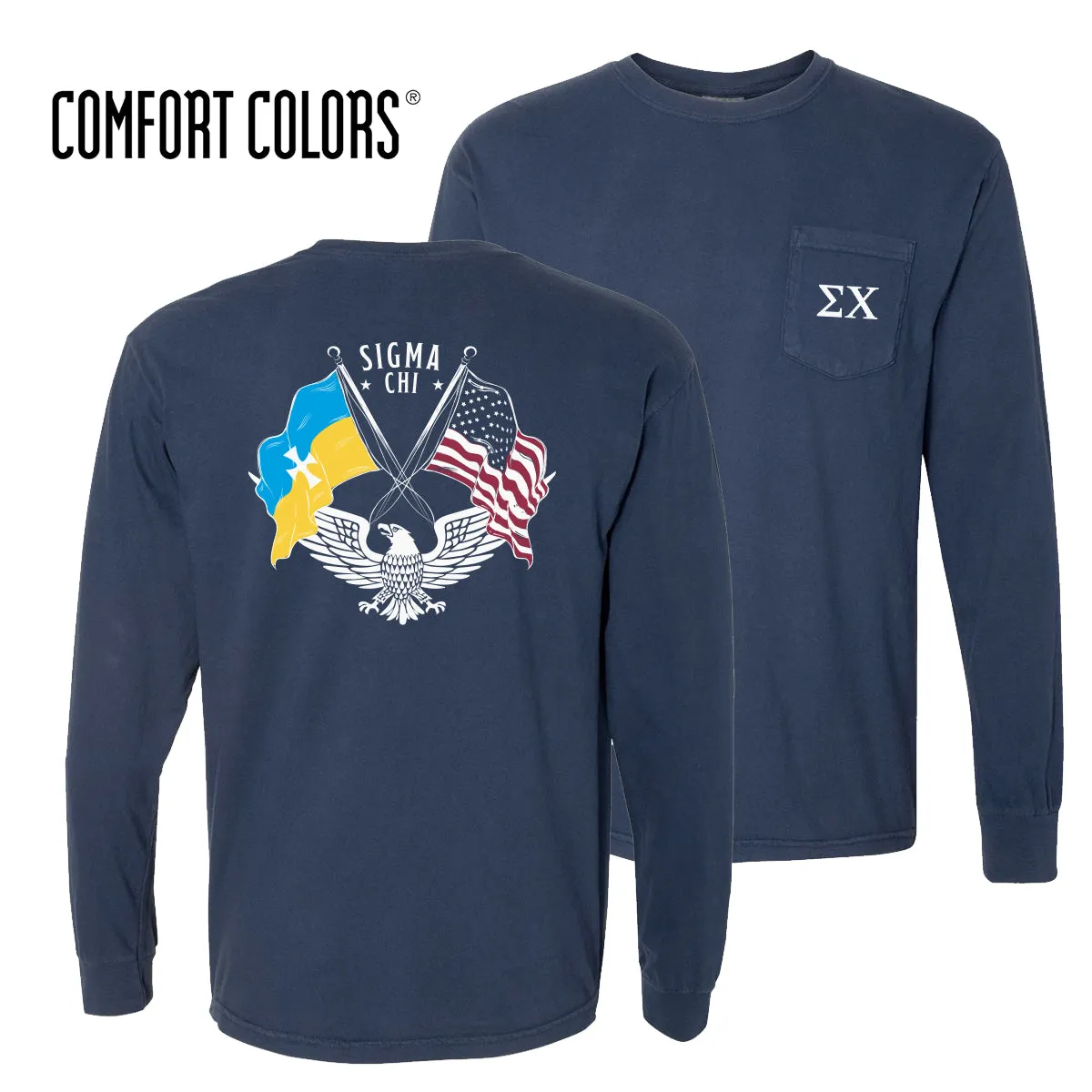 Sigma Chi Comfort Colors Navy Patriot tee