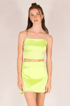 Skirt - Lime Green Satin