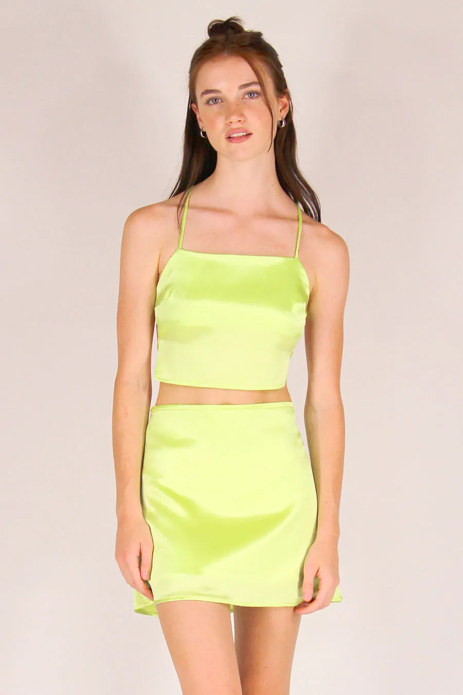 Skirt - Lime Green Satin