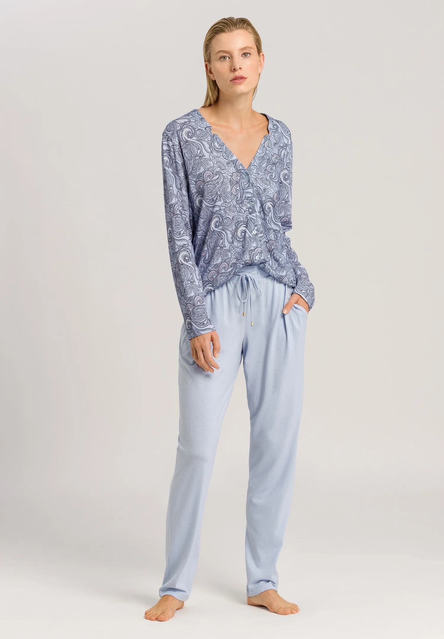 Sleep And Lounge Button Front Shirt | Calm Paisley 77934-2954